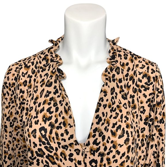 NWT J.CREW Printed Leopard Ruffleneck Top - Picture 4 of 6